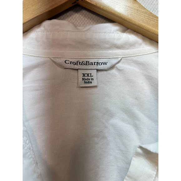 Croft & Borrow Women's Embroidered Button Down Shirt Long Sleeve Size XXL White - Picture 3 of 11